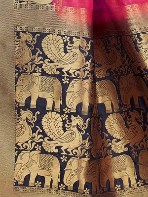 conversational zari motif woven saree with blouse - 16256594 - Standard Image - 4