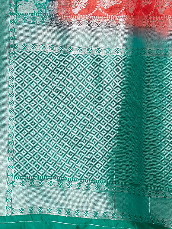 contrast zari border woven saree with blouse - 16256598 - Zoom Image - 4