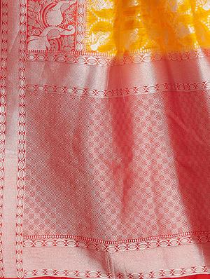 contrast zari border woven saree with blouse - 16256600 - Standard Image - 4