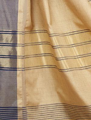contrast zari border woven saree with blouse - 16256608 - Standard Image - 4