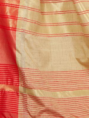 contrast zari border woven saree with blouse - 16256609 - Standard Image - 4