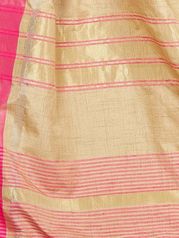 contrast zari border woven saree with blouse - 16256610 - Zoom Image - 4