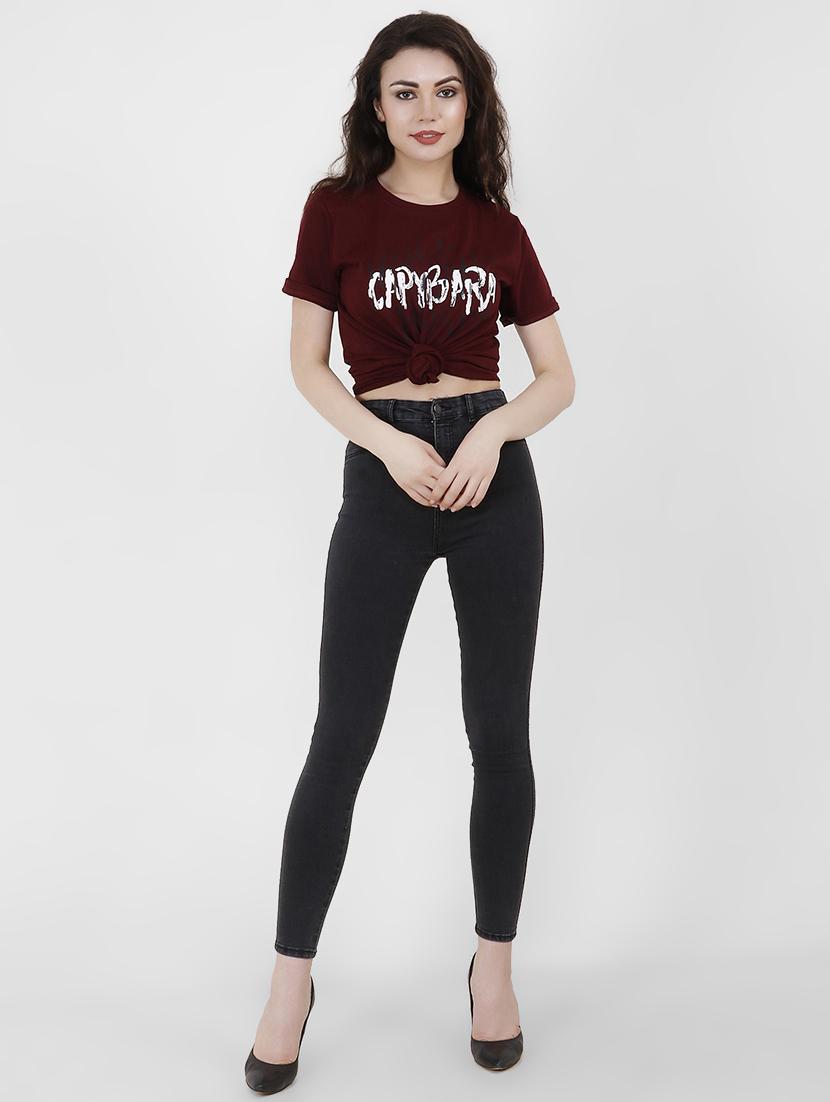 tie knot detail letter print crop top - 16257031 - Zoom Image - 4