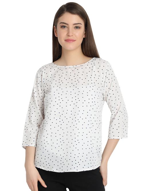 star prints round neck top - 16257124 - Standard Image - 1