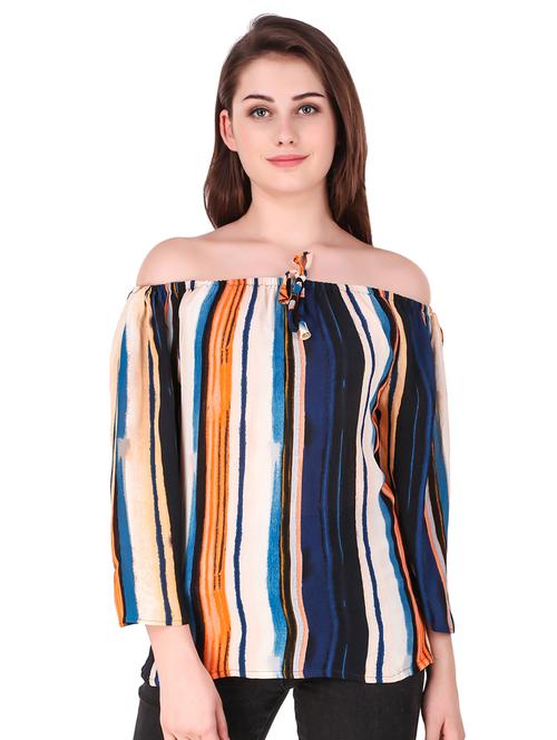 off shoulder striped top - 16257180 - Very Small Image - 1