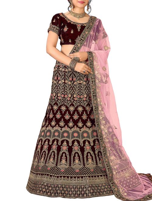 floral embroidered a-line lehenga - 16257572 - Standard Image - 1
