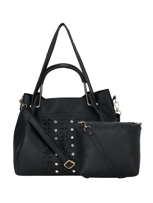 black leatherette (pu) handbag combo - 16257773 - Standard Image - 1
