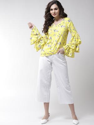 layered bell sleeved floral top - 16258317 - Standard Image - 4
