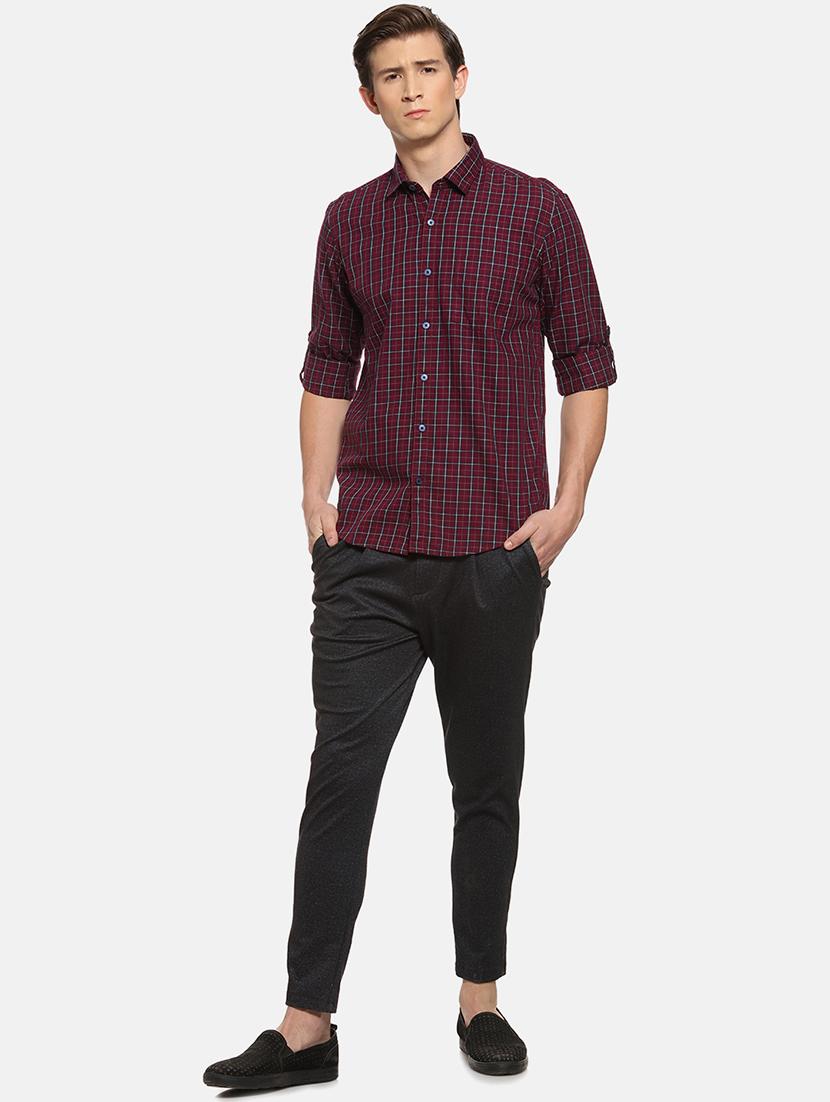 maroon checkered casual shirt - 16258923 - Zoom Image - 4