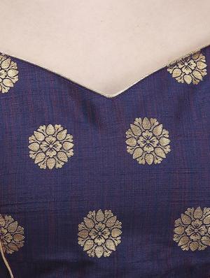blue raw silk brocade blouse - 16259477 - Standard Image - 4
