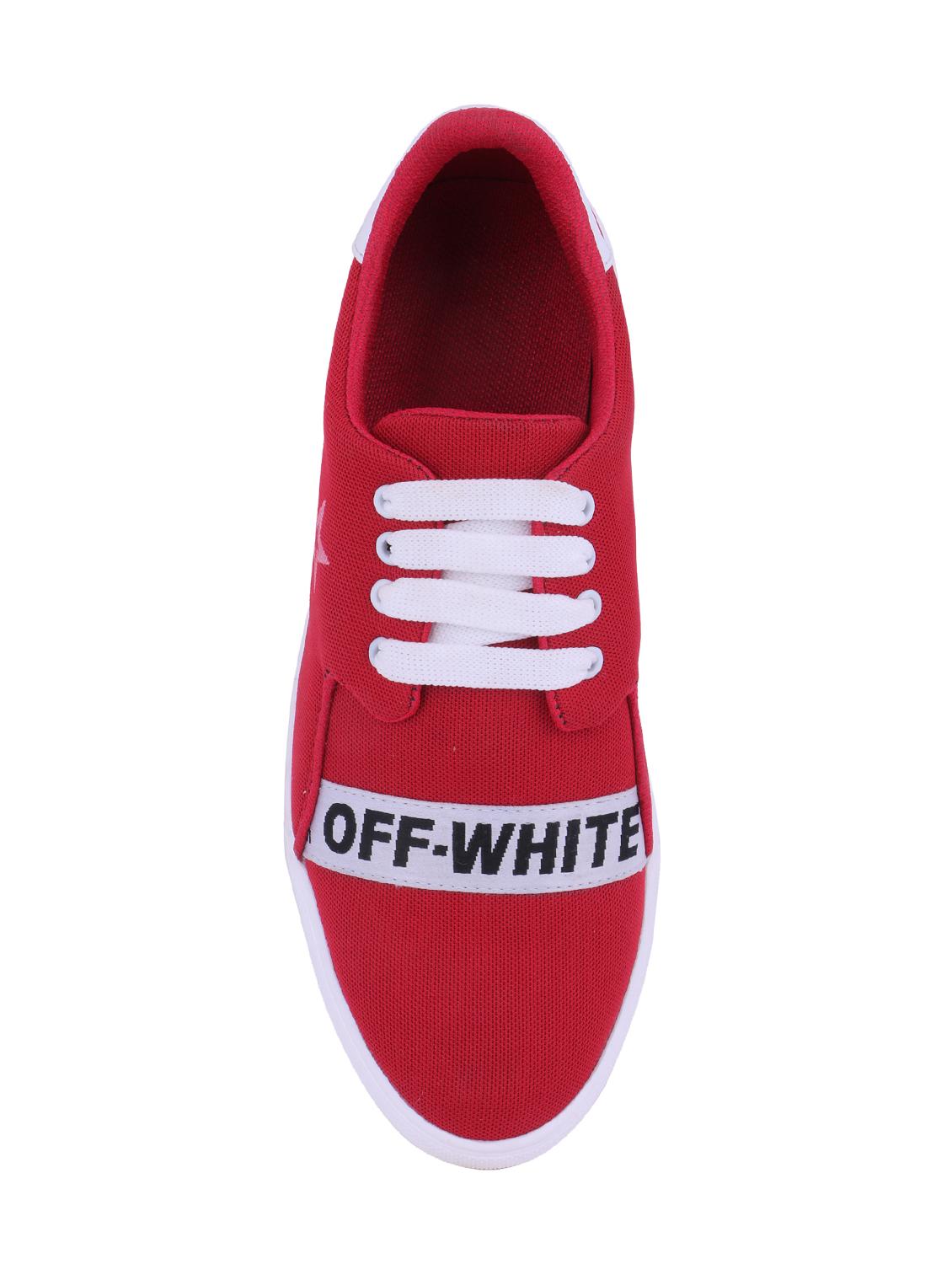 red canvas lace up sneakers - 16260746 - Zoom Image - 4