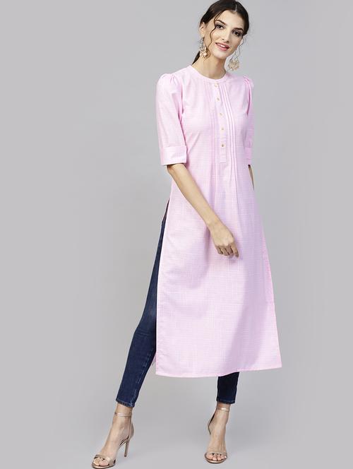 solid straight kurta - 16261393 - Standard Image - 1