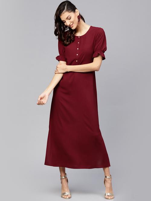 side slit button detail maxi dress - 16261442 - Standard Image - 1