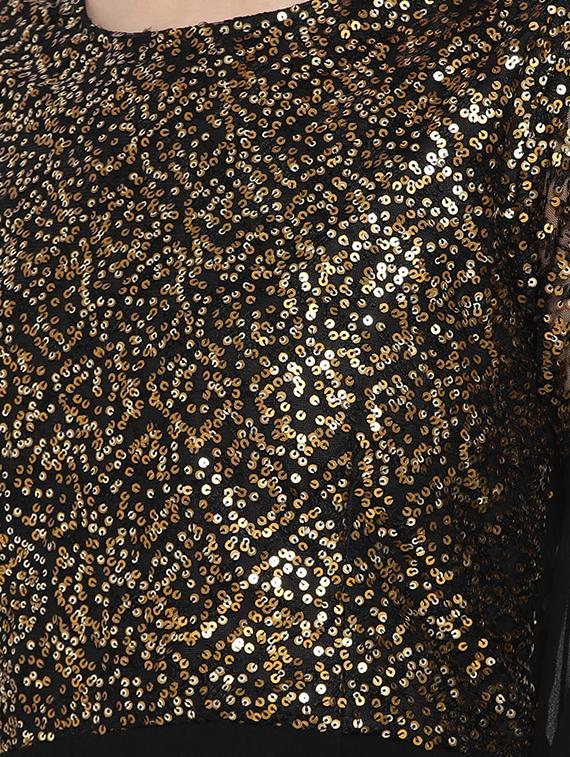 slit sleeved sequined gown - 16262072 - Zoom Image - 4