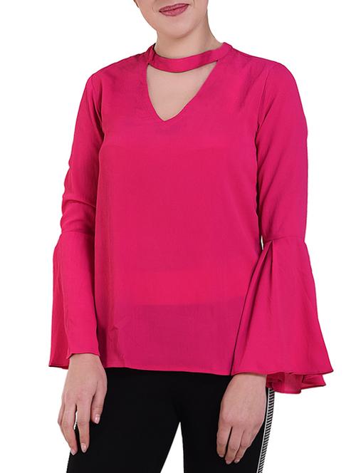 choker neck bell sleeved top - 16262734 - Standard Image - 1