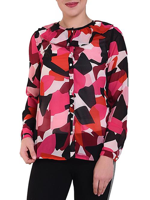 button up geometric top - 16262740 - Standard Image - 1