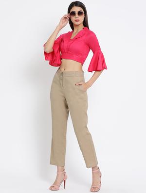 high rise flat front trousers - 16262809 - Standard Image - 4