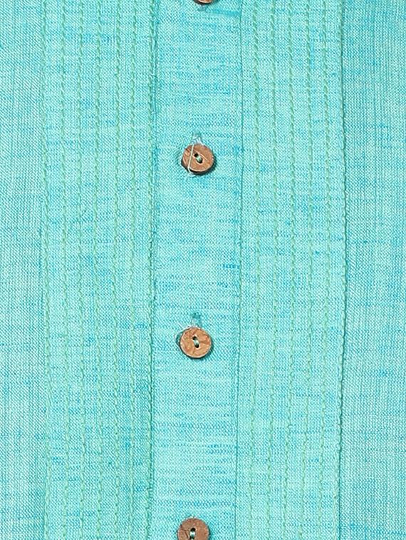 aqua blue solid kurta pyjama set - 16264075 - Zoom Image - 4