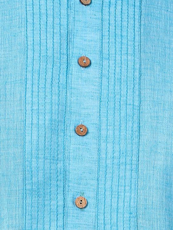 blue cotton kurta pyjama set - 16264077 - Zoom Image - 4