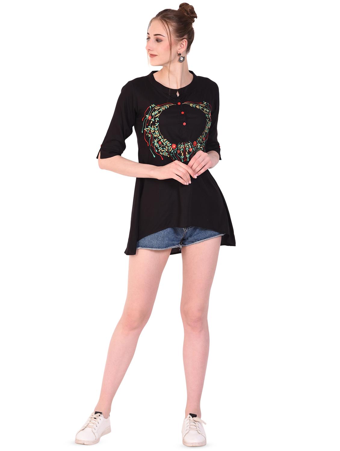 button detail floral embroidered top - 16264611 - Zoom Image - 4