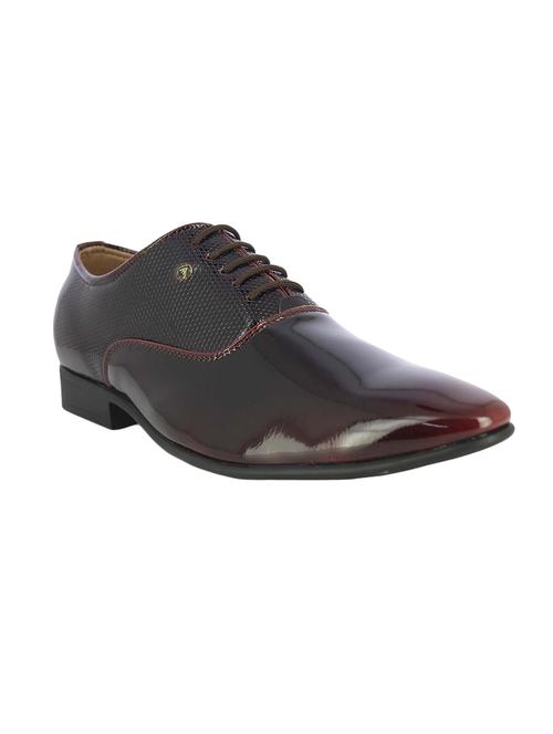 maroon patent leather lace-up oxfords - 16264801 - Standard Image - 1