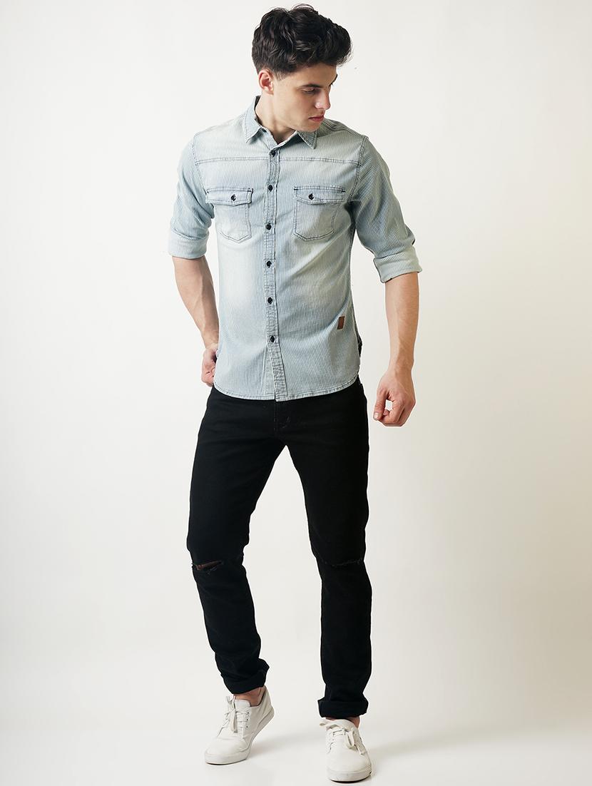 blue striped casual shirt - 16265211 - Zoom Image - 4