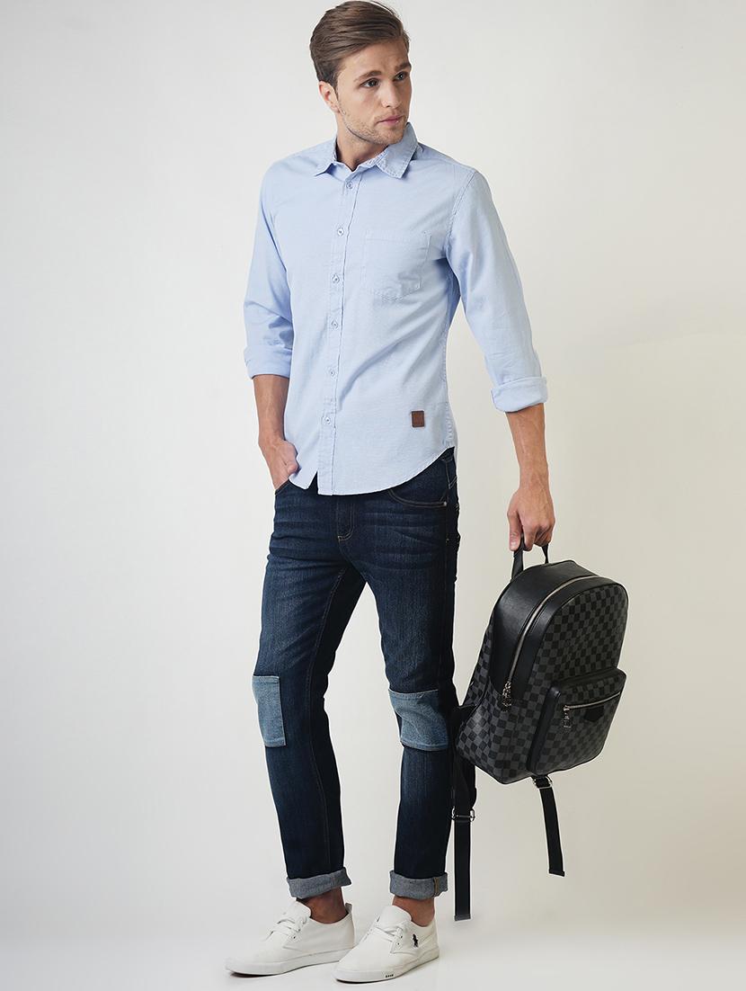 blue solid casual shirt - 16265218 - Zoom Image - 4