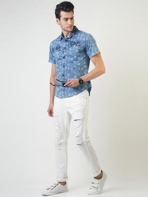 blue floral printed casual shirt - 16265229 - Standard Image - 4