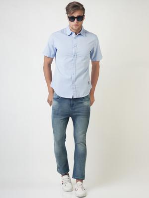 blue solid casual shirt - 16265235 - Standard Image - 4