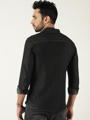 black denim casual shirt - 16265253 - Standard Image - 4