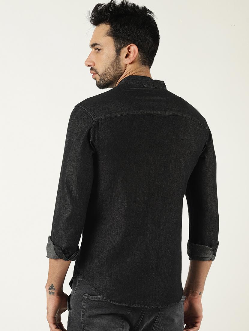 black denim casual shirt - 16265253 - Zoom Image - 4