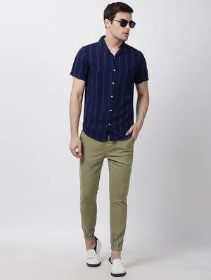 navy blue striped casual shirt - 16265280 - Standard Image - 4