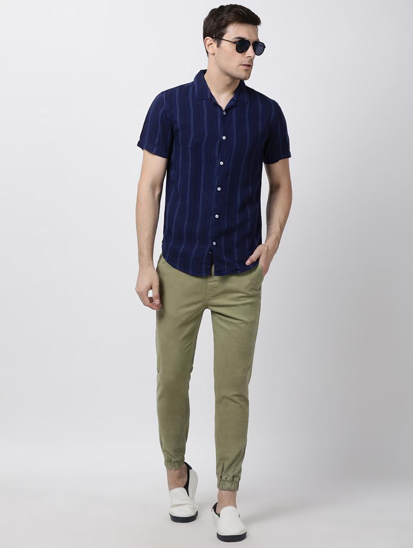 navy blue striped casual shirt - 16265280 - Zoom Image - 4