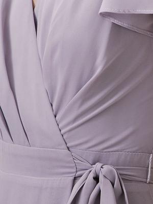 tie knot flute sleeve wrap dress gown - 16265603 - Standard Image - 4