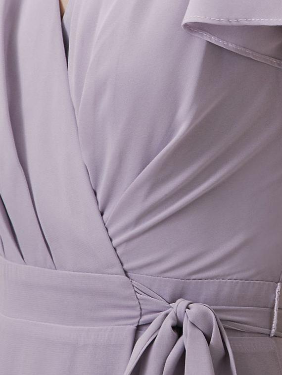 tie knot flute sleeve wrap dress gown - 16265603 - Zoom Image - 4