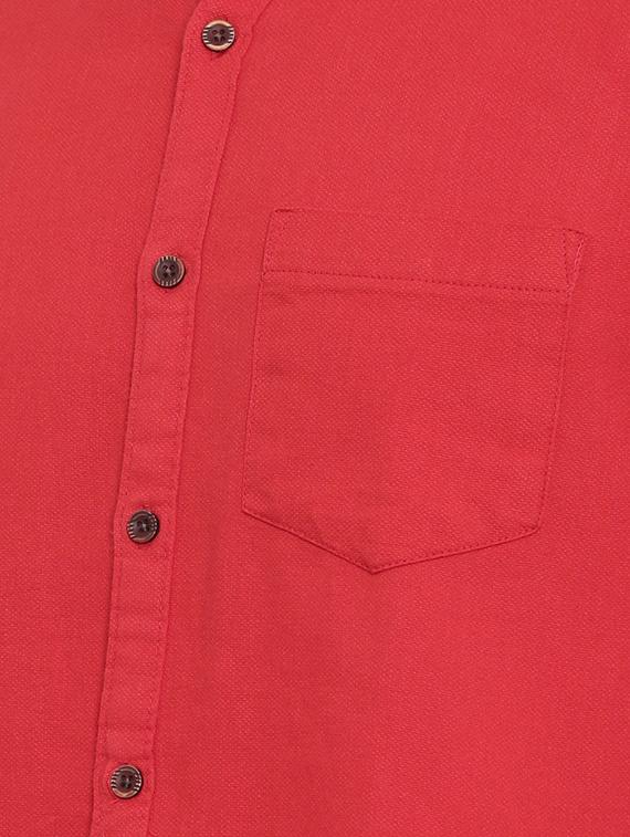 red solid casual shirt - 16268415 - Zoom Image - 4