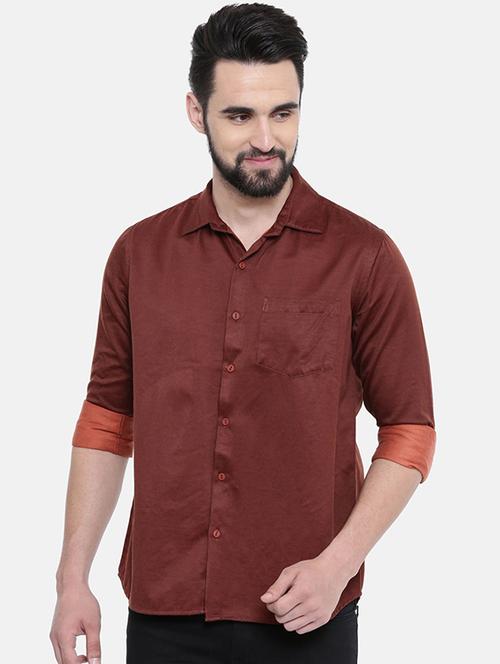 red solid casual shirt - 16268437 - Standard Image - 1