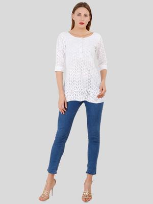 embroidered crochet a-line kurti - 16269176 - Standard Image - 4