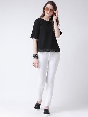 round neck lace hem top - 16269558 - Standard Image - 4