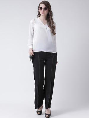 v neck solid top - 16269565 - Standard Image - 4
