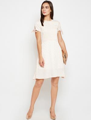 side tie sleeve a line dress - 16269714 - Standard Image - 4