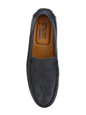 navy blue leatherette slip on loafers - 16270296 - Standard Image - 4