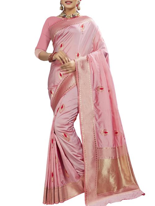 ethnic zari motif banarasi saree with blouse - 16270430 - Standard Image - 1