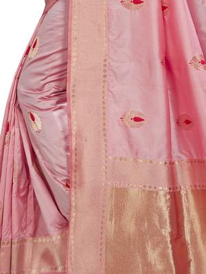 ethnic zari motif banarasi saree with blouse - 16270430 - Standard Image - 4