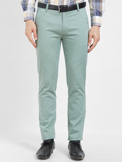 green flat front casual trouser - 16270659 - Standard Image - 1