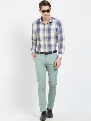 green flat front casual trouser - 16270659 - Standard Image - 4