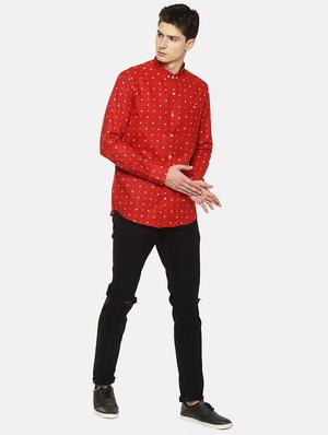 red printed casual shirt - 16271032 - Standard Image - 4