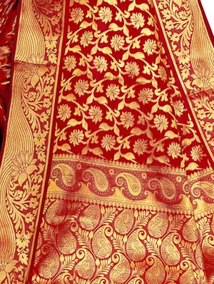 floral zari motif kanjivaram saree with blouse - 16271224 - Standard Image - 4