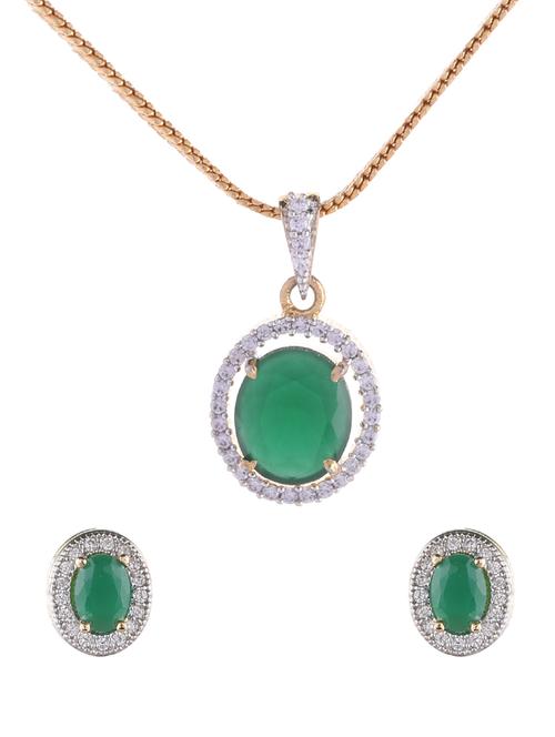 green brass pendants and earring - 16272107 - Standard Image - 1