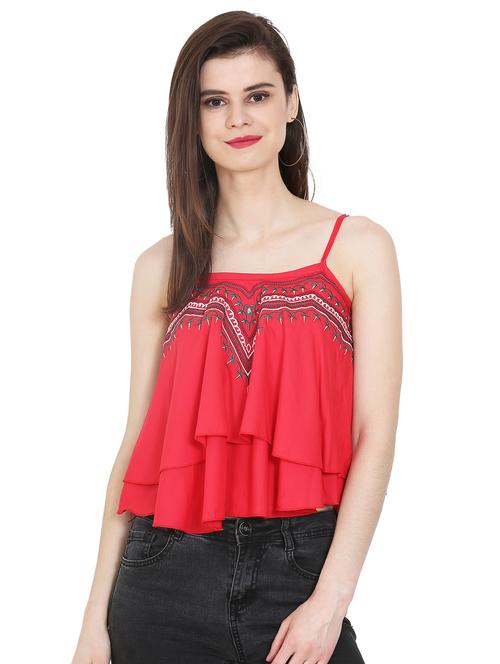 Embroidered layered crop top - 16272229 - Standard Image - 1